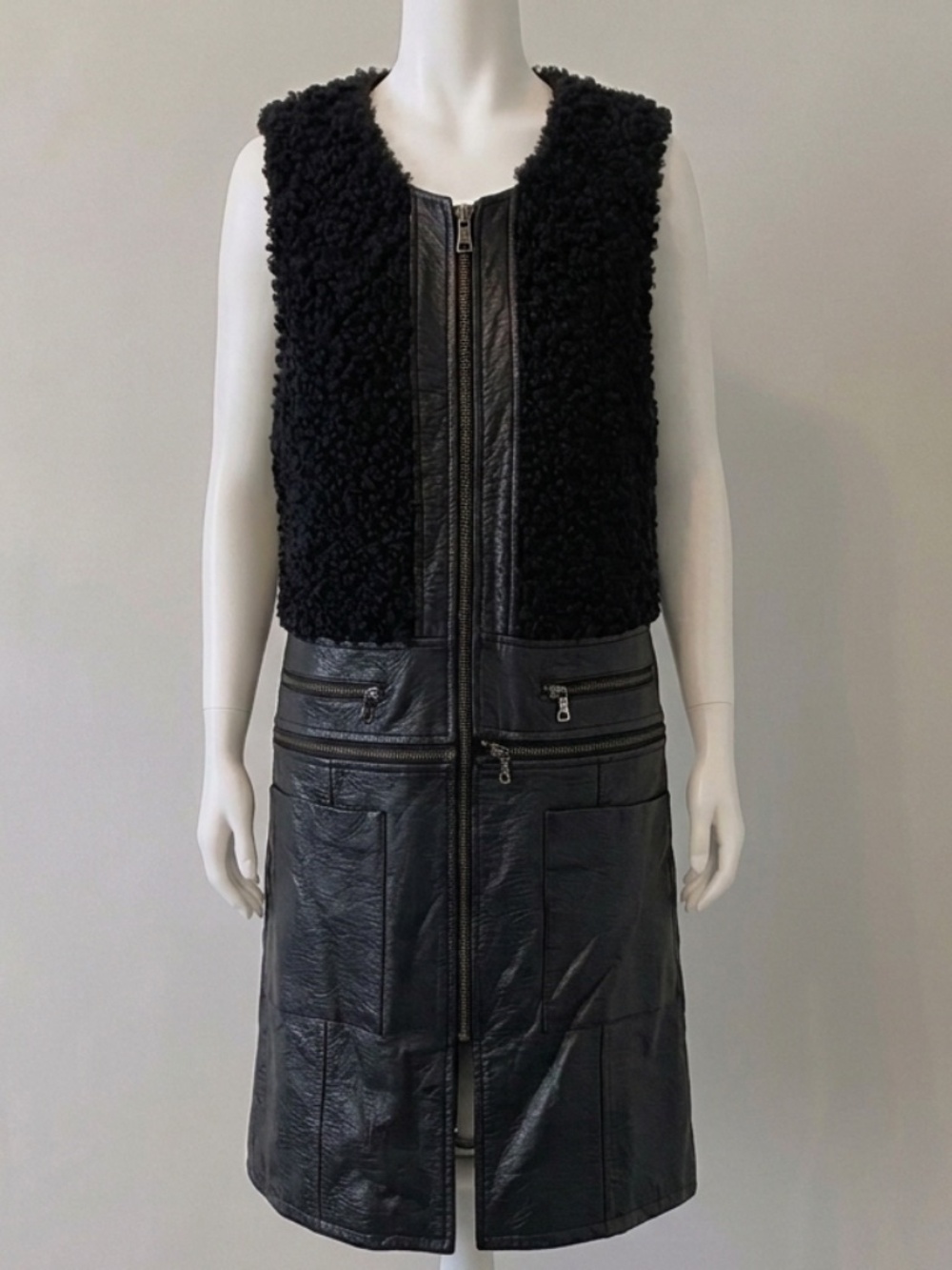 NU by Staff Denmark Biker-Style Hybrid Duster Vest, Size S